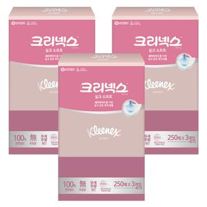 크리넥스 미용티슈 실크소프트 250매 X 3개입 3개