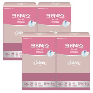 크리넥스 미용티슈 실크소프트 250매 X 3개입 4개