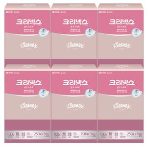 크리넥스 미용티슈 실크소프트 250매 X 3개입 6개