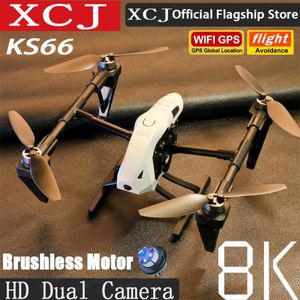 입문용 농업용 드론 XCJ 오리지널 KS66 4K 전문 카메라 8K 5G GPS HD 항공 사진 듀얼 무지향성 장애물 브러