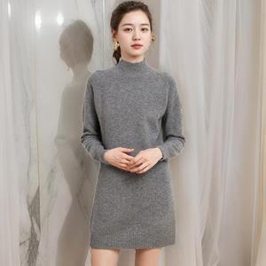 여자 가을 니트 폴라 이너 반목 미니원피스