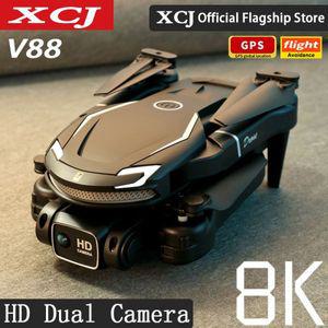 입문용 농업용 드론 XCJ 오리지널 V88 4K 전문 HD 항공 사진 8K GPS 듀얼 카메라 무지향성 장애물 회피 500