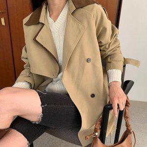 [옷자락]여자 단정한 기본핏 면자켓 가을출근룩 트렌치코트_P347697248