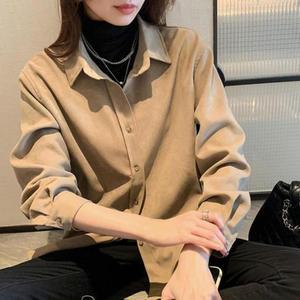 여자 벌룬 박시핏 박시 박스 골덴 셔츠_3