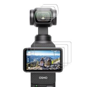 DJI 오스모 포켓 3 카메라용 FiSTILL 3pcs 렌즈 프로텍터+3pcs LCD 스크린 프로텍터, 0.24mm 9H 경도 초투명 강화 유리 필름 가드 터치 센서티브 이지 설치 액세서리