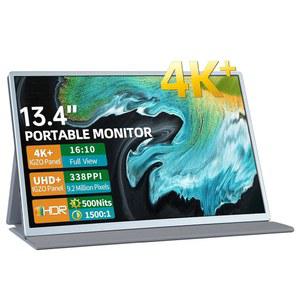 CASKING 휴대용 모니터 4K+ 13.4인치 IGZO 모니터(3840X2400), 500니트, 1500:1, FREESYNC, HDR 및 듀얼 스피커 여행용 모니터(USB C MAC용 표준 HDMI 포함) /LAPTOP /PC /XBOX 호환용 /SWITCH /PS5