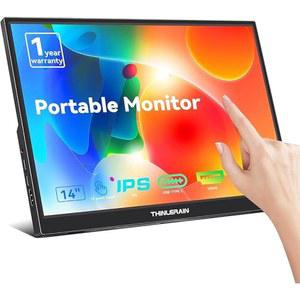 TYPE C 3.1 및 HDMI가 포함된 THINLERAIN 14인치 FHD 1920X1200 IPS 휴대용 모니터 터치스크린, 킥스탠드 스피커가 여행용 모니터, 노트북 컴퓨터 XBOX 호환용 스위치 PS4용 외장 모니터 /5