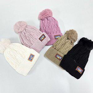 케이블무늬 베이직 바르딘 방울 니트 털모자 (WFGSZ00)