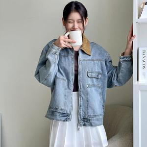 트러커 청자켓 코듀로이카라 기본핏 블랙진 점퍼