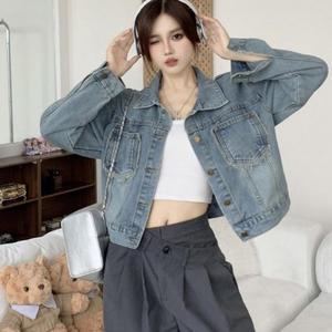 스타일 여자데님자켓 루즈핏 자켓 포켓 청 데님 (3ezRj)