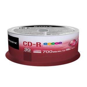 소니 30CDQ80XP CD-R 48X 80분 /700MB 컬러 스핀들 컴팩트 디스크, 30팩