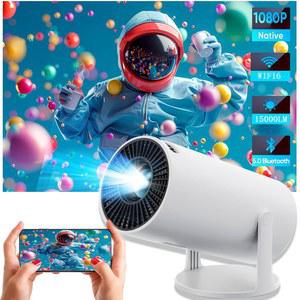WIFI6 및 블루투스가 지원되는 HY300 프로젝터, 안드로이드 TV 11.0이 4K 1080P, 180 회전식 미니 휴대용 영화 노트북, PC, 스마트폰에 호환되는 자동 키스톤