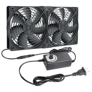 AC 플러그가 있는 Qirsyn 2 x 120mm 240mm 컴퓨터 팬, 110V - 240V 전원 리시버 캐비닛 섀시 머신 서버 워크스테이션 냉각용 가변 속도 컨트롤러가