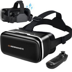 Newnaivete VR 헤드셋 아이폰 및 안드로이드 호환 VR 세트 4.7-6.53인치 리모컨 3D 가상 현실 고글 안경 게
