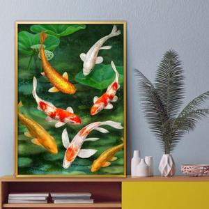 [BZJJ16N8_4B]잉어 액자 A2 CARP4 풍수그림 돈들어오는
