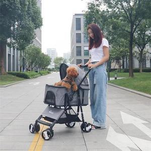 모던 반려동물 유모차 휴대용 소형 고양이 테디개 트롤리 접이식 용품 야외 산책 사륜 범용