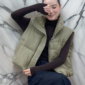 [신세계라이브쇼핑][옷자락] 여자 데일리 크롭 숏패딩 보온 조끼 베스트 패딩