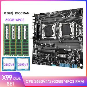 X99 듀얼 Z8 메인보드 세트 XEON E5 2680 V4x2 128GB4x32G DDR4 2133MHz REG ECC 메모리 콤보 키트 NVME M.