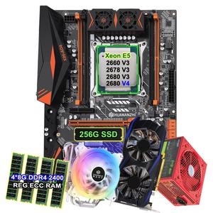 HUANANZHI X99-AD4 메인보드 DIY CPU Xeon E5 2678 V3 2680 V4 쿨러 256G M.2 NVME SSD 4x8G 32G DDR4 RAM