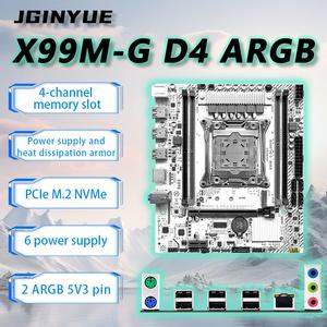 JGINYUE X99 메인보드 ATX LGA 2011-3 브라켓 Xeon E5 V3 V4 CPU DDR4 RAM M.2 NVME SATA X99M-G D4 ARGB