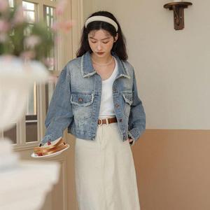 [오노마] ONM 크롭 수술 빈티지 패션 포켓 청자켓