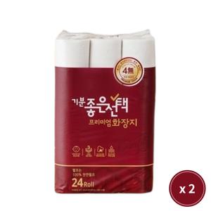 1+1 기분좋은선택 프리미엄 화장지 24개입 x 2팩세트