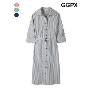[GGPX]스트라이프 카라 벨트 미디 원피스  GP3OP025F _P390123821