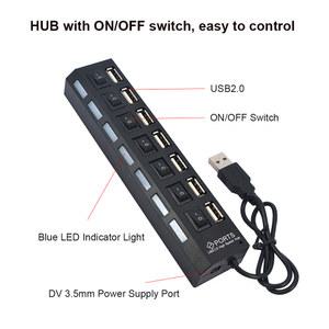 USB 허브 스위치 2.0 어댑터 고속 멀티 7 포트 노트북 휴대용 On/Off 분배기 용 컴퓨터