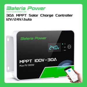 태양광 컨트롤러 MPPT 광 충전 컨트롤러 12V 자동 배터리 전력 MAX PV 900W 100Voc DC 입력 내장 BT 앱 30A