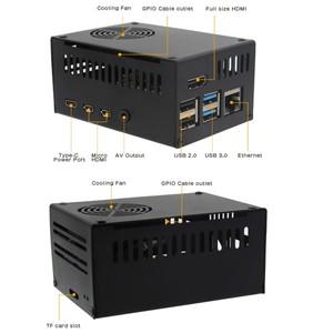 Geekbord Raspberry Pi 4 케이스 X630-C1 금속 선풍기 포함 및 HDMI-CSI-2 모듈 오디오 어댑터