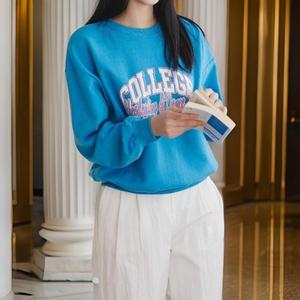 [다잇템] 여성 박시핏 시보리 탄탄코튼 프린팅 맨투맨