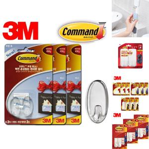 3M 타원 투명 후크걸이/후크/도어/매직/마스크/걸이/넥타이/접착/무타공/고리/고정/부착/스텐/욕실/방문