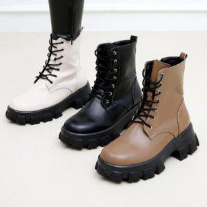 [신세계라이브쇼핑][옷자락] 여성 빈티지 가죽 6cm굽 논슬립 워커 앵클 부츠
