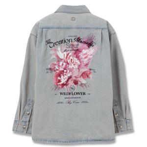 우영미 25SS 블루 플라워 백로고 데님 셔츠 W251SH16982L