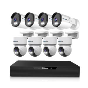 글로벌아이넷 로보뷰 NVR 8채널 AI CCTV PoE 4K UHD 녹화기+N5 4대+A7 4대 IP 카메라 세트