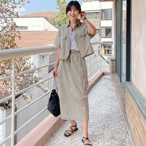 [핑크시슬리] SET/웨일리 와샤 건빵포켓 스커트세트