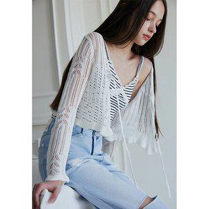 [에고이스트](김해점)[BLUE LABEL] 크롭 러플 크로쉐 가디건 (ER2OKG02)