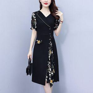쉬폰원피스 여성 시폰 빅사이즈 여름 통통 정장 넥 중년 원피스 admr1
