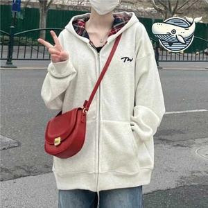 [라일리] Rly 캐주얼 체크패턴 후드집업 오버핏 데일리 외출용