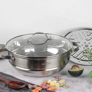 퀸센스 스테인리스 찜기 멀티 파티웍 32cm