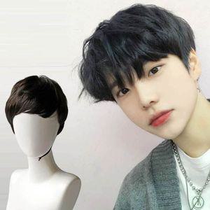 자연스러운 댄디 스타일 일체형 가발망 남성 통 정수리부분가 인모 긴머리 엄마 앞머리 단발 감쪽이 머리띠