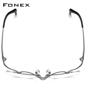 FONEX 티타늄 안경 프레임 남성  디자인 반무테 사각 하프 림 일본 초경량 85762