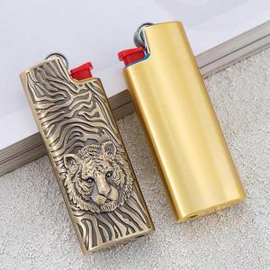 BIC 라이터 미니 J5 케이스 거치대 절묘한 릴리프 비스트 타이거 프렌치 커버, 하이 퀄리티 금속 쉘