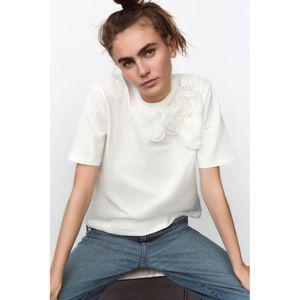 매장정품 자라 ZARA 플라워 티셔츠 - 화이트 2298186250 195953