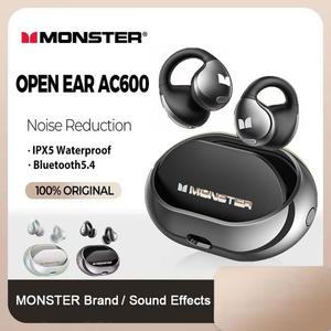 Monster AC600 Earclip 디자인 무선 블루투스 이어폰 고품질 소음 감소 HD 통화 이어 버드 방수 스포츠 헤