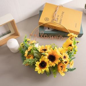 해바라기 조화 메탈링 해미쉬 벽장식 30cm 인테리어 꽃 벽걸이 소품 현관 금전화 풍수 개업 집들이
