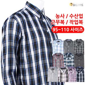 [더빅보스]봄여름가을작업남방 _ 농사 일복 벌초 체크 작업복