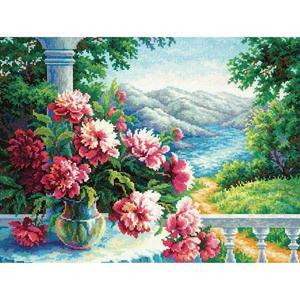 [RGL54NRU]호수가 보이는 테라스 캔버스 보석십자수 40x50