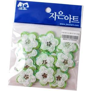 [XBH99944]이중장식 오팔자수꽃 연두 1SET 공예비즈 미술