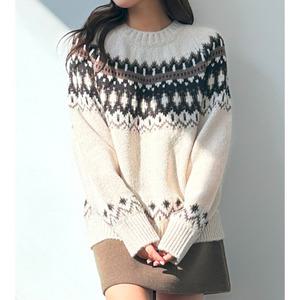 [MADE] 노르딕 패턴이 돋보이는 포스트 니트 탑 (3color)